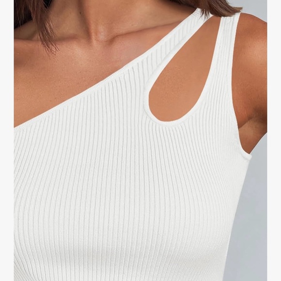 ZESICA One Shoulder Top Ribbed Knit Tank - Picture 5 of 7